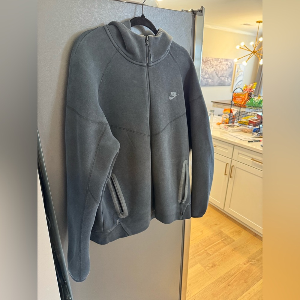 Nike Men Charcoal Gray Full-Zip Bomber Hoodie Jacket - Picture 3 of 5